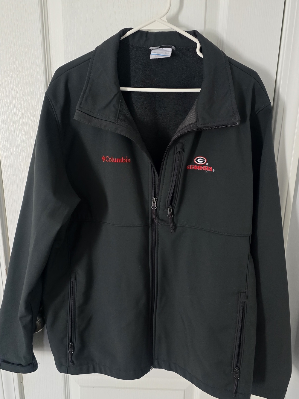 Columbia Men's Black Windbreaker Jacket with Red Georgia Logo